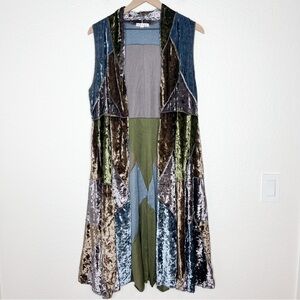 Adore Velvet Patchwork Duster Open Front Vest Drape size Medium Whimsigoth Boho